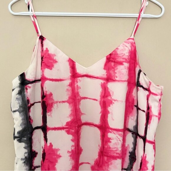 3/$10⚡️Calvin Klein White Spaghetti Strap Camisole with Pink & Black Tye Dye - Picture 2 of 9